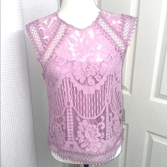 Landry Sleeveless Purple Lace Blouse Sz XS - Picture 1 of 11